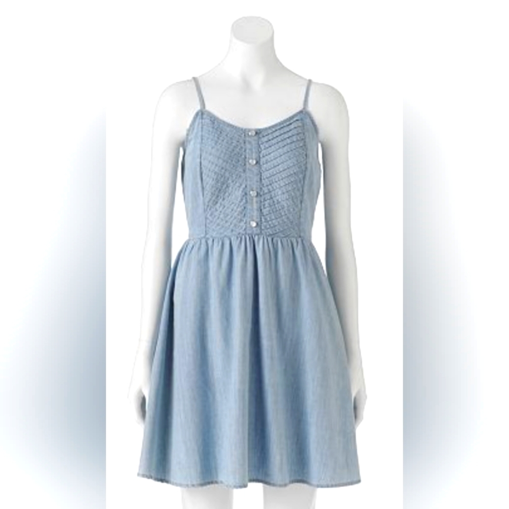 LC LAUREN CONRAD, Chambray Fit & Flare Dress, Size 10.